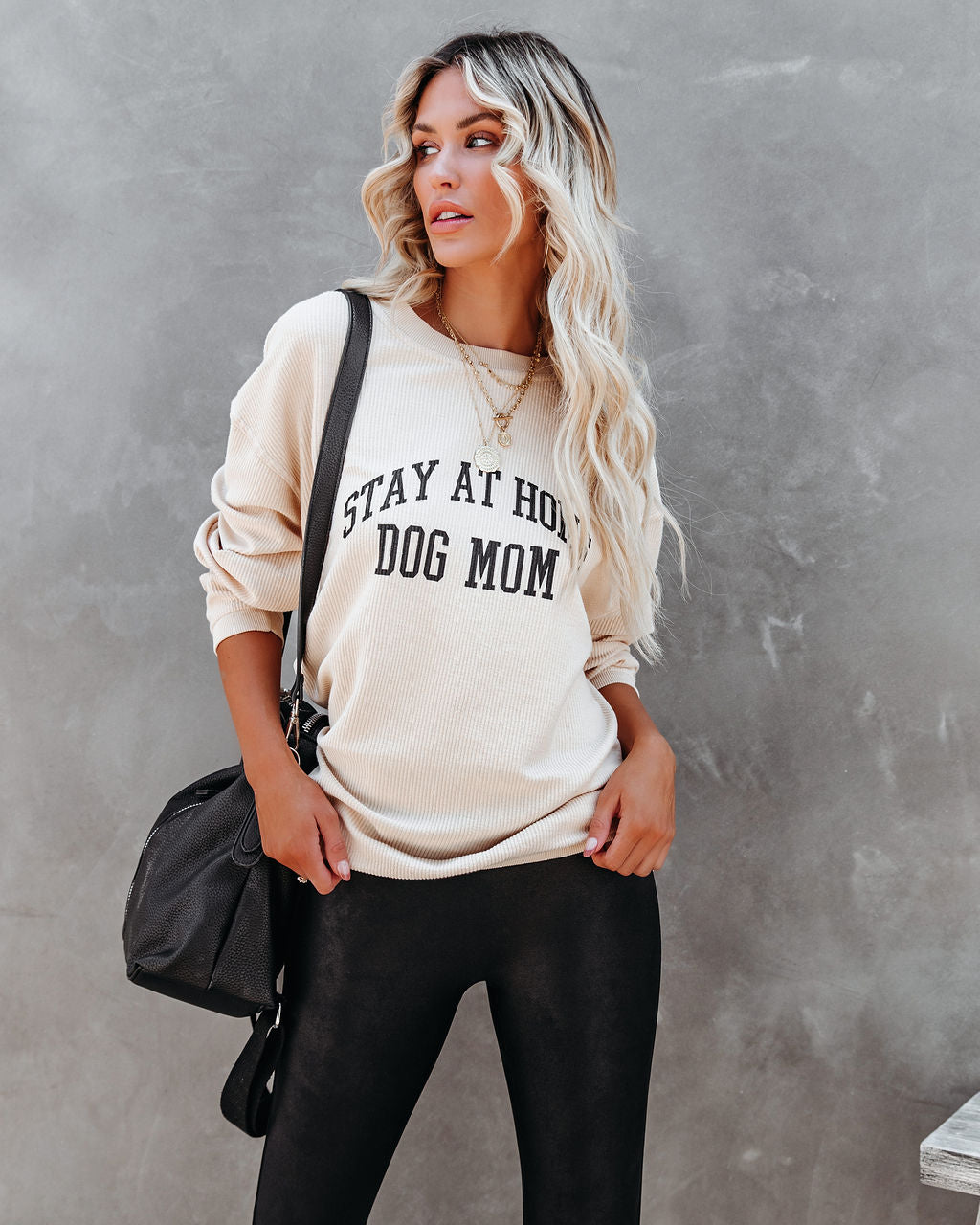 Stay At Home Dog Mom Ribbed Cotton Pullover Ins Street