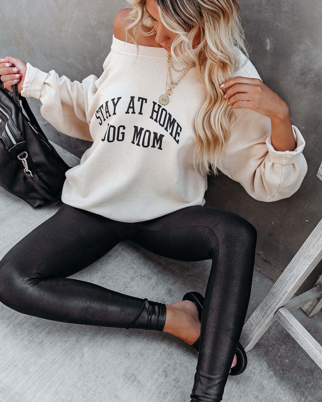 Stay At Home Dog Mom Ribbed Cotton Pullover Ins Street