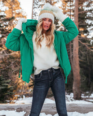 Stay Awhile Pocketed Hooded Puffer Jacket - Kelly Green - FINAL SALE Ins Street