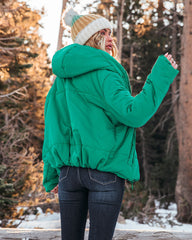 Stay Awhile Pocketed Hooded Puffer Jacket - Kelly Green - FINAL SALE Ins Street