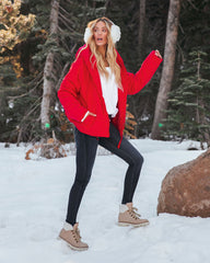 Stay Awhile Pocketed Hooded Puffer Jacket - Red - FINAL SALE Ins Street