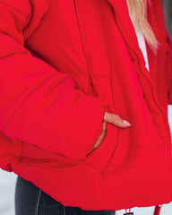 Stay Awhile Pocketed Hooded Puffer Jacket - Red - FINAL SALE Ins Street