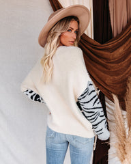 Stop And Stare Mix Print Knit Sweater - Ivory Ins Street