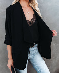 Streamline Pocketed Textured Blazer - Black Ins Street