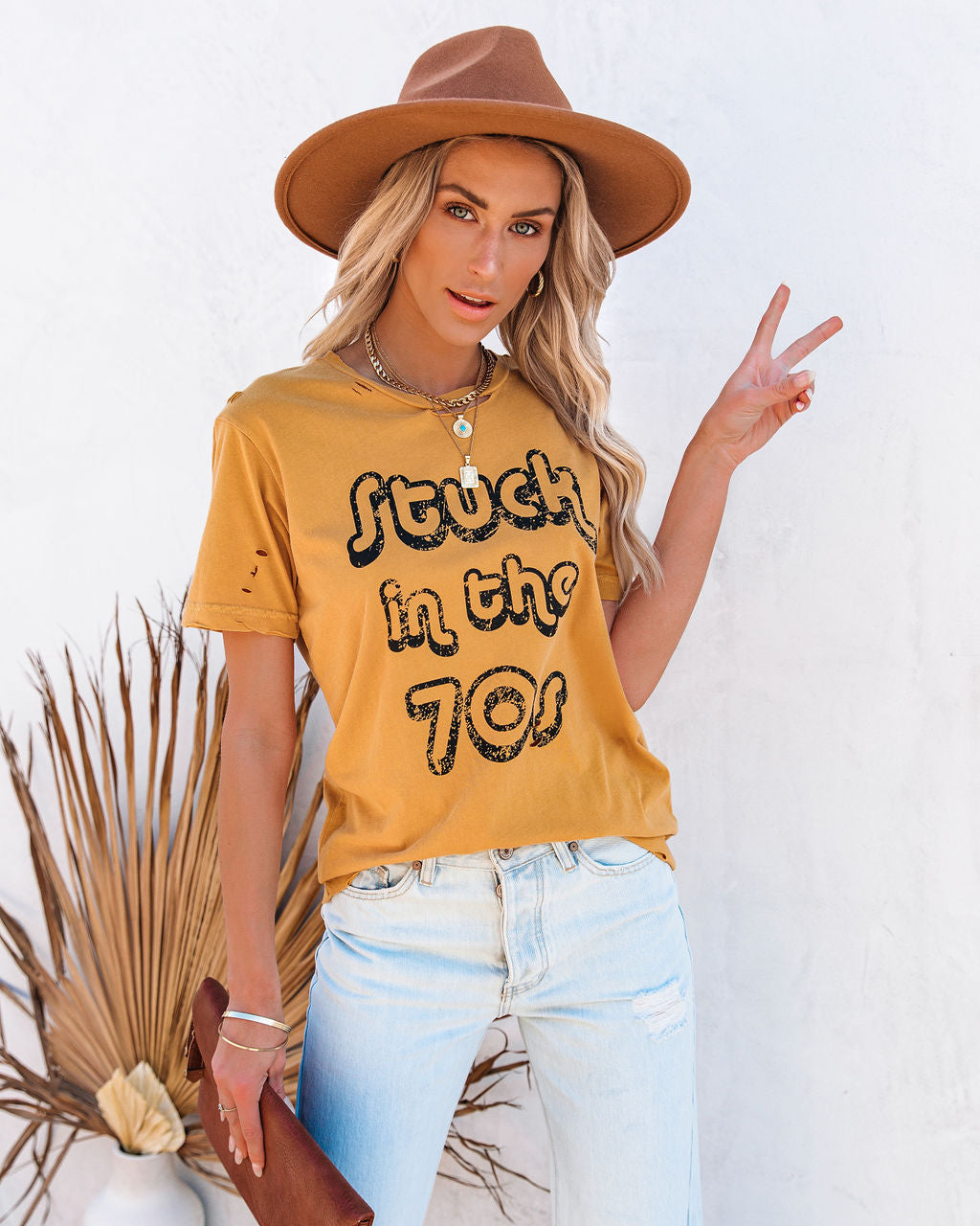 Stuck In The 70's Distressed Cotton Tee - FINAL SALE Ins Street