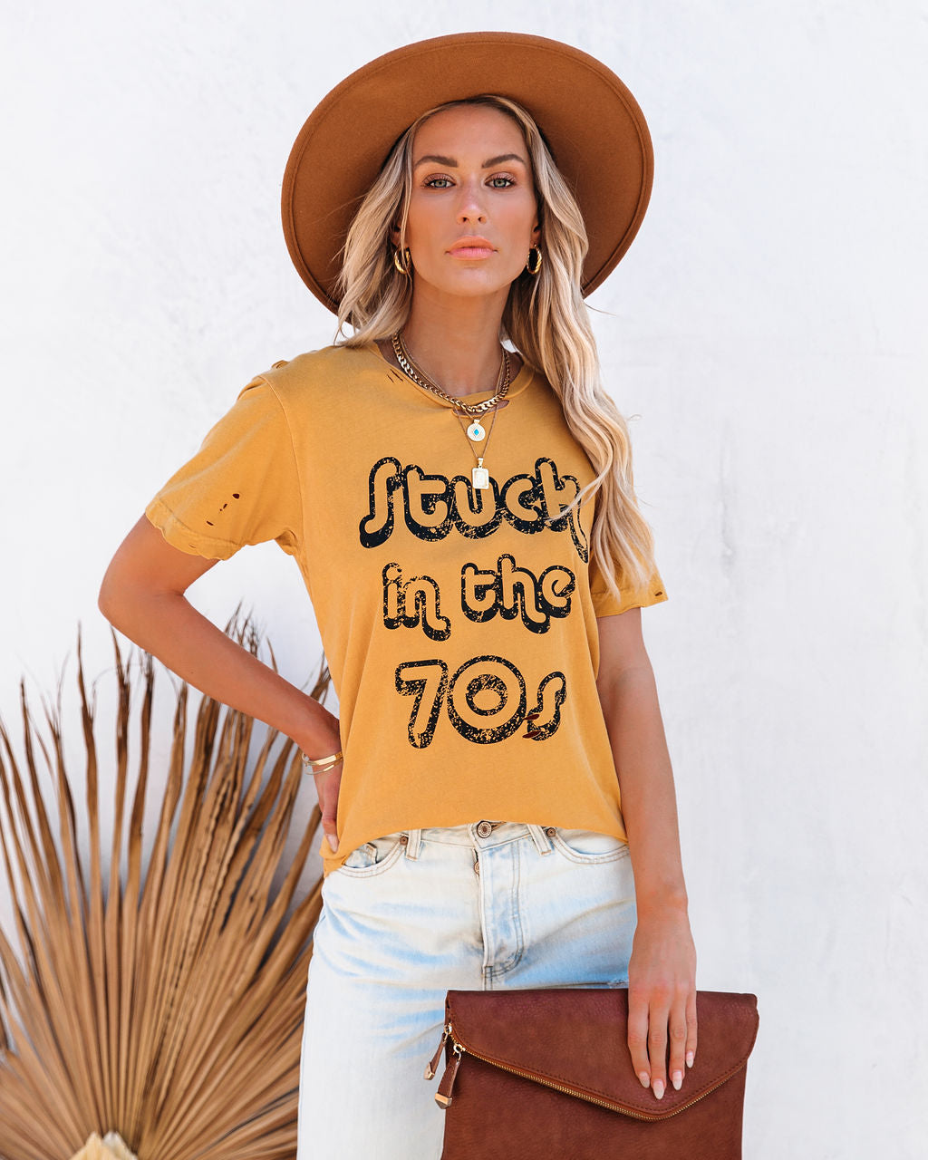 Stuck In The 70's Distressed Cotton Tee - FINAL SALE Ins Street