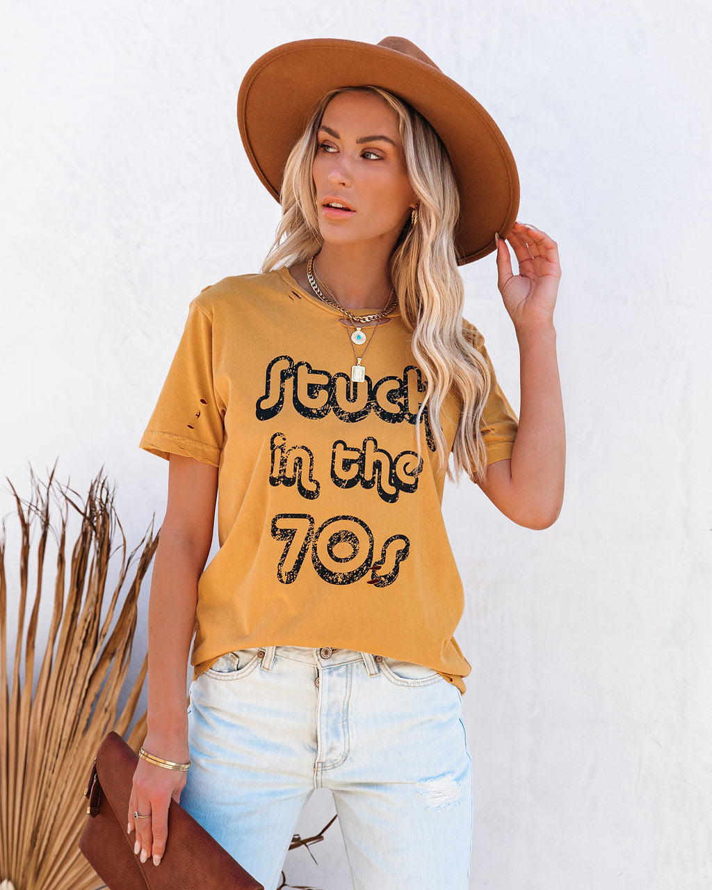 Stuck In The 70's Distressed Cotton Tee - FINAL SALE Ins Street