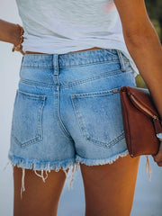 Summer Ripped Fringed Denim Casual Shorts Ins Street