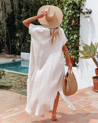 Summertime Cotton Button Down Maxi Dress - Cream Ins Street