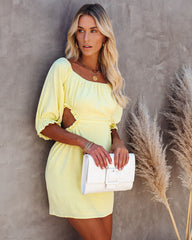 Sundance Linen Blend Off The Shoulder Cutout Dress - Yellow Ins Street