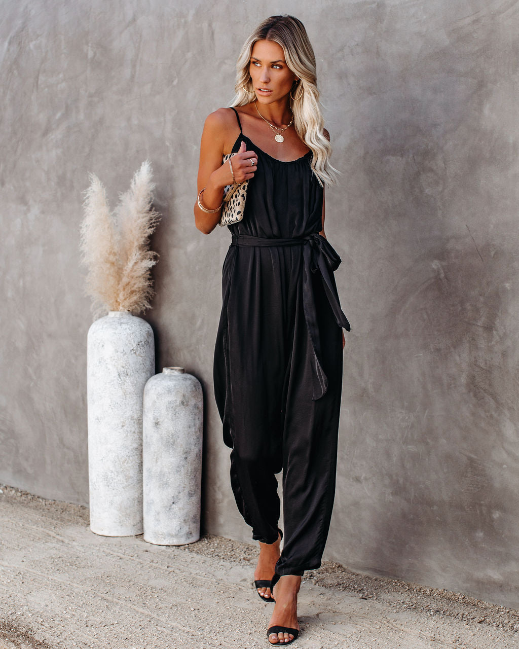 Sumner Pocketed Satin Tie Jumpsuit - FLASH SALE Ins Street