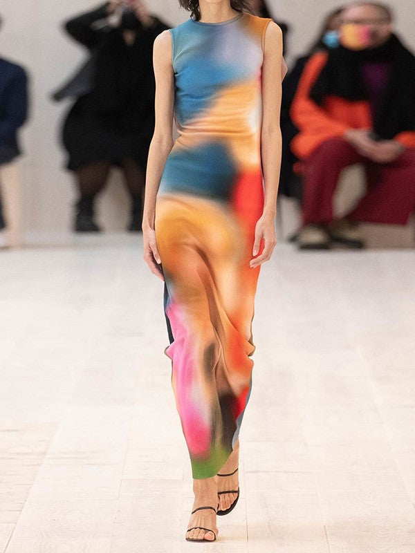 Tie Dyed Printed Split  Dress 2023-03-14 InsStreet