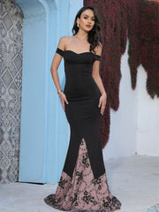 Temperament Black Word Neck Slim Evening Dress 2023-03-14 InsStreet