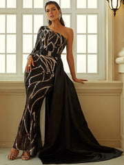 Temperament Banquet One-shoulder Small Trailing Evening Dress 2023-03-14 InsStreet