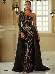 Temperament Banquet One-shoulder Small Trailing Evening Dress 2023-03-14 InsStreet