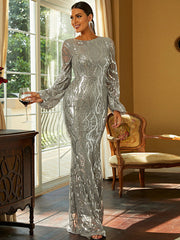 Temperament  Slim Long Sleeve Sequin Party Evening Dress 2023-03-14 InsStreet