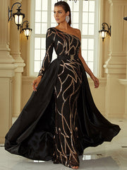 Temperament Banquet One-shoulder Small Trailing Evening Dress 2023-03-14 InsStreet