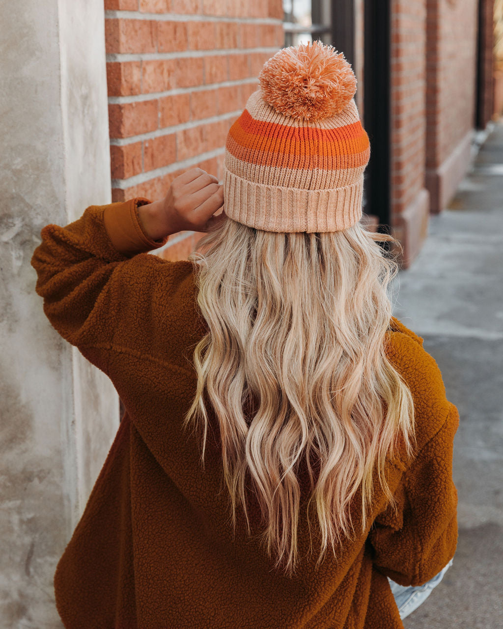 Sunrise Striped Pom Beanie - Tan - FINAL SALE Ins Street