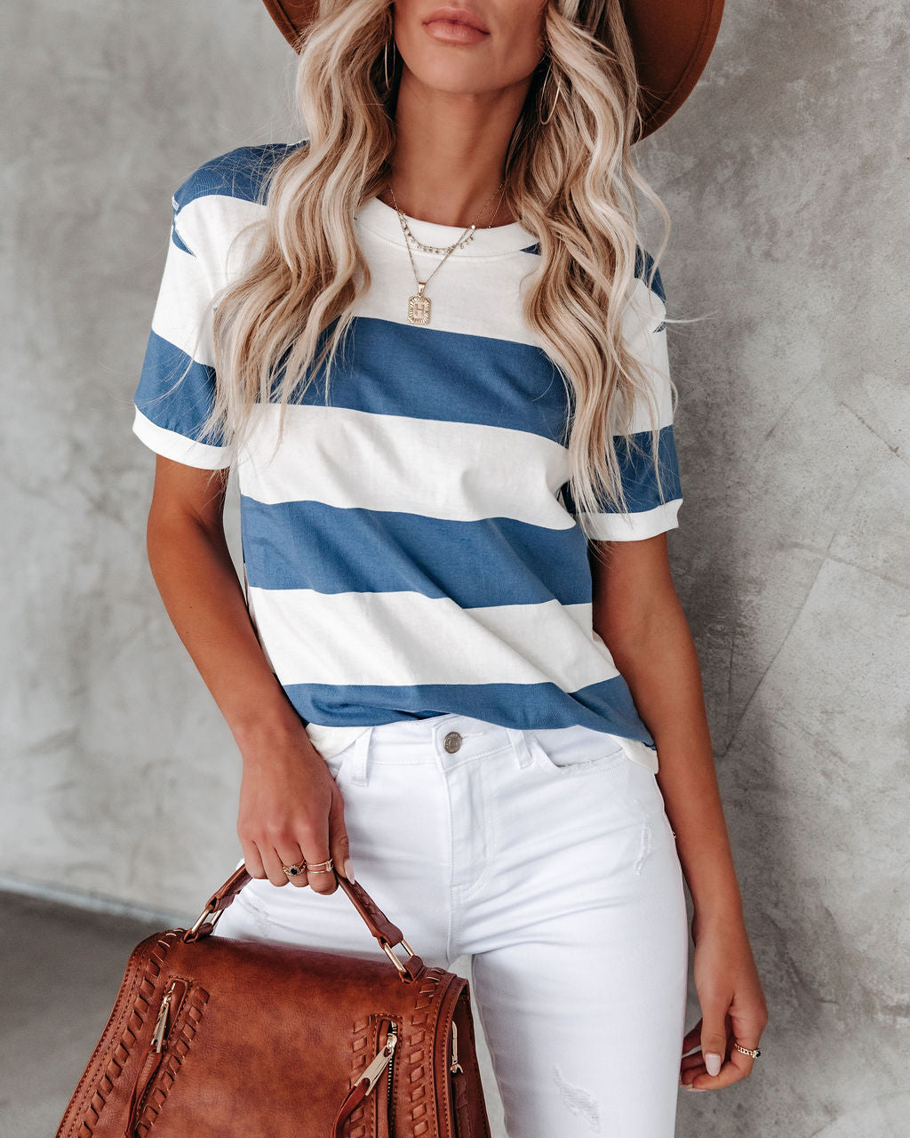 Sun-Sational Cotton Striped Tee - Blue Ins Street