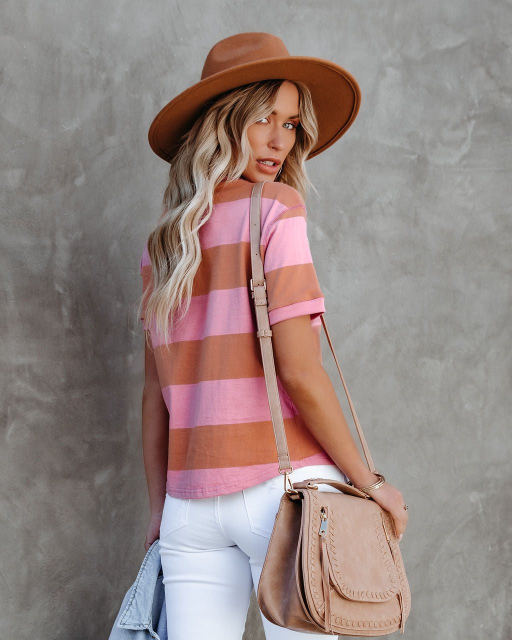 Sun-Sational Cotton Striped Tee - Pink Ins Street