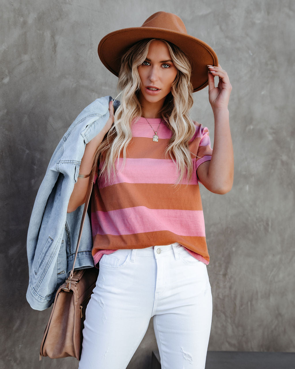 Sun-Sational Cotton Striped Tee - Pink Ins Street