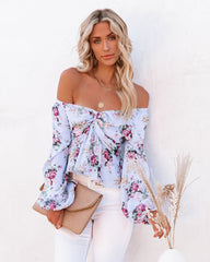 Sure Thing Floral Balloon Sleeve Twist Blouse - Blue - FINAL SALE Ins Street