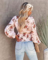 Sure Thing Floral Balloon Sleeve Twist Blouse - Cream - FINAL SALE Ins Street