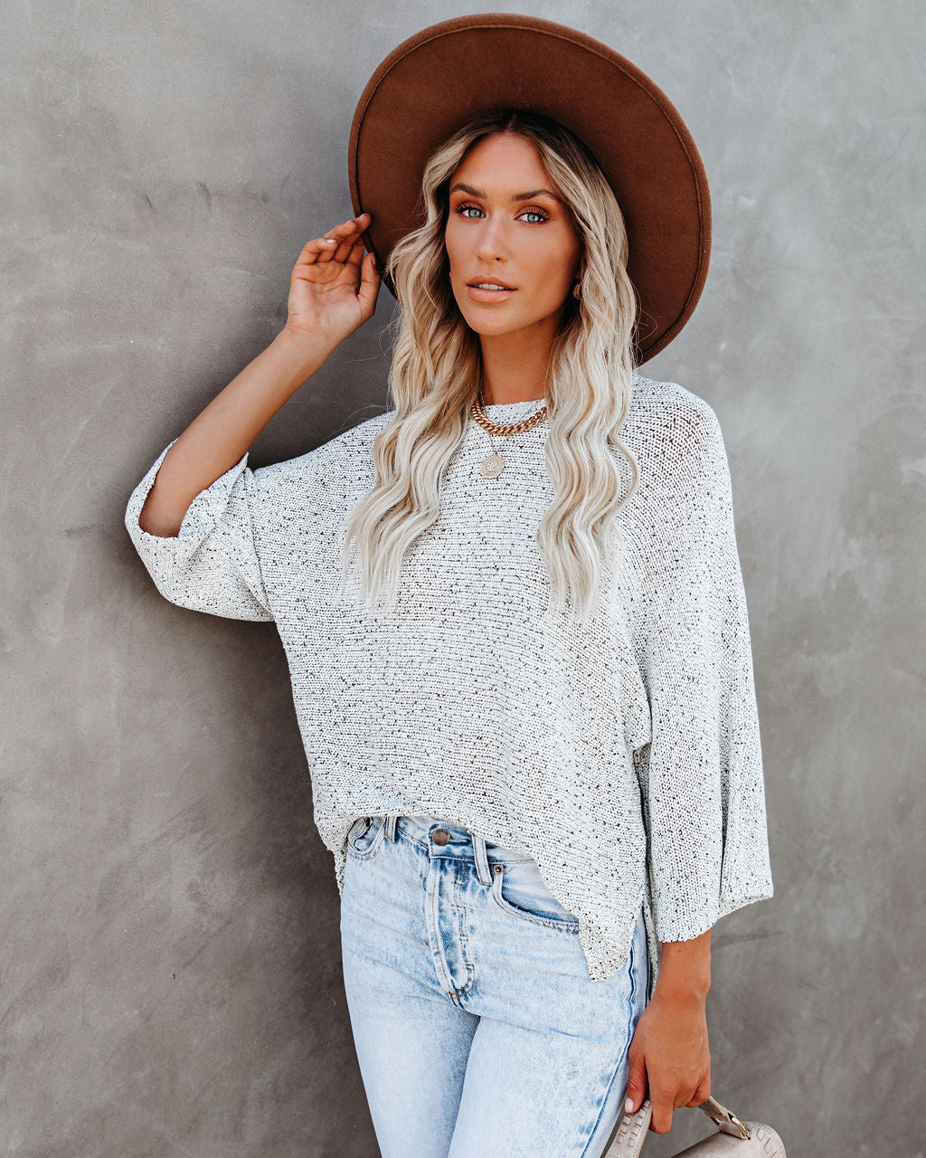 Sweater Weather Speckled Knit Sweater - Stone - FINAL SALE Ins Street