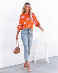 Sweet Bouquet Knit Sweater - Orange Ins Street