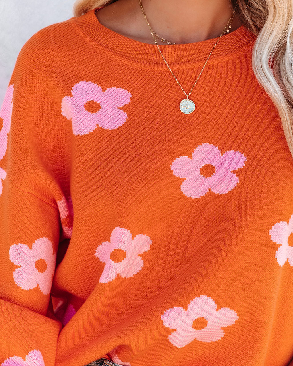 Sweet Bouquet Knit Sweater - Orange Ins Street