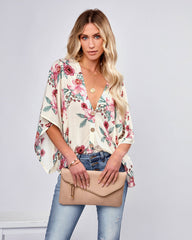 Sycamore Floral Button Down Kimono Top - Ivory Ins Street