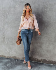 Symphony Satin Button Down Pocket Blouse Ins Street