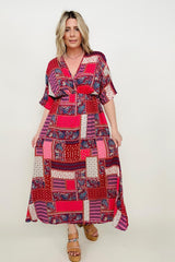 Paisley Patchwork Multicolor A-Line Maxi Dress Kiwidrop