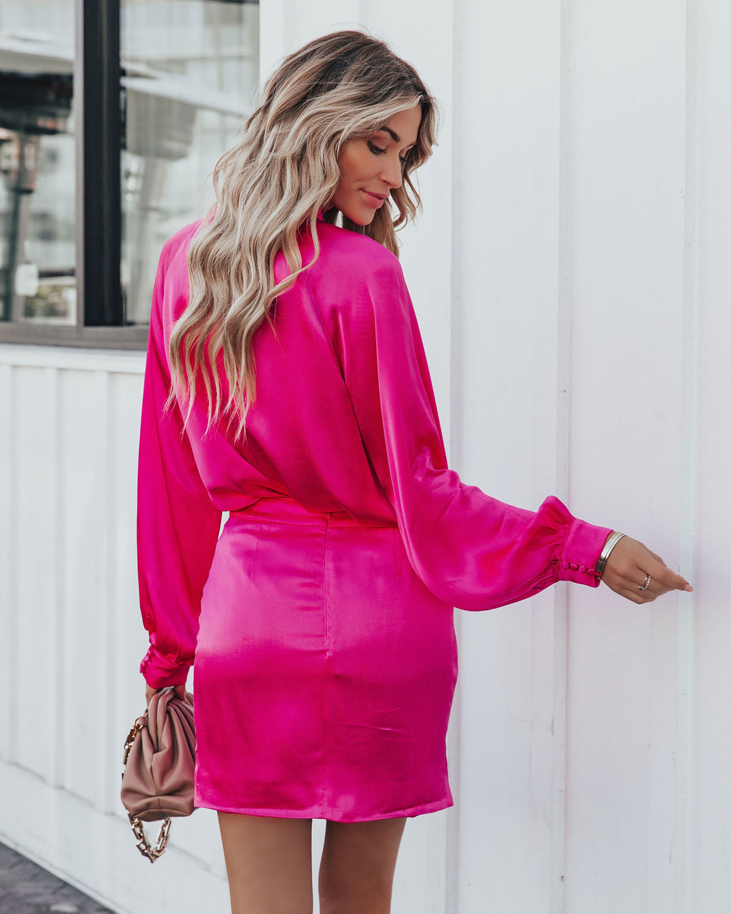 Take A Chance On Love Satin Blouse - Fuchsia Ins Street