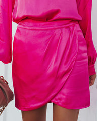 Take A Chance On Love Satin Mini Skirt - Fuchsia Ins Street