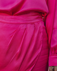 Take A Chance On Love Satin Mini Skirt - Fuchsia Ins Street