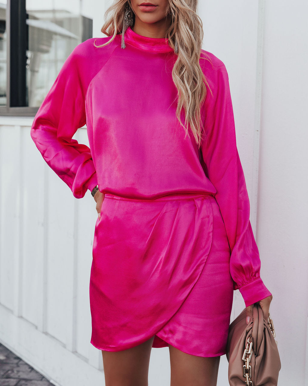 Take A Chance On Love Satin Blouse - Fuchsia Ins Street