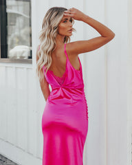 Take Care Satin Cowl Neck Maxi Dress - Fuchsia - FINAL SALE Ins Street