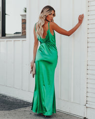 Take Care Satin Cowl Neck Maxi Dress - Green - FINAL SALE Ins Street