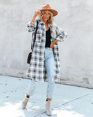 Tanja Pocketed Plaid Button Down Shacket - Black - FINAL SALE ACOA-001