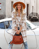 Tarrytown Pocketed Plaid Coat - Taupe - FINAL SALE LUSH-001