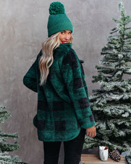 Tauren Fuzzy Checkered Shacket - Green - FINAL SALE FATE-001