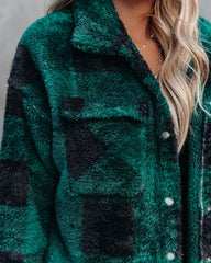 Tauren Fuzzy Checkered Shacket - Green - FINAL SALE FATE-001