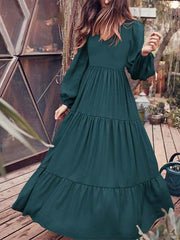 Temperament V-Neck Long Sleeve Flowy Dress ins