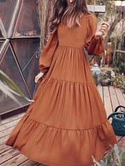 Temperament V-Neck Long Sleeve Flowy Dress ins