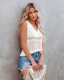 Thar Desert Sleeveless Knit Top - Off White - FINAL SALE LOVE-003