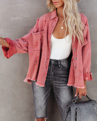 Thinking Out Loud Cotton Distressed Denim Jacket - Brick POL-001