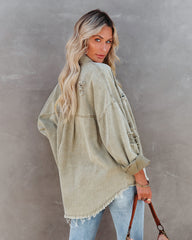 Thinking Out Loud Cotton Distressed Denim Jacket - Sage POL-001