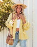 Thinking Out Loud Cotton Distressed Denim Jacket - Yellow POL-001