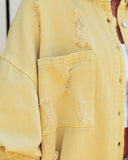 Thinking Out Loud Cotton Distressed Denim Jacket - Yellow POL-001